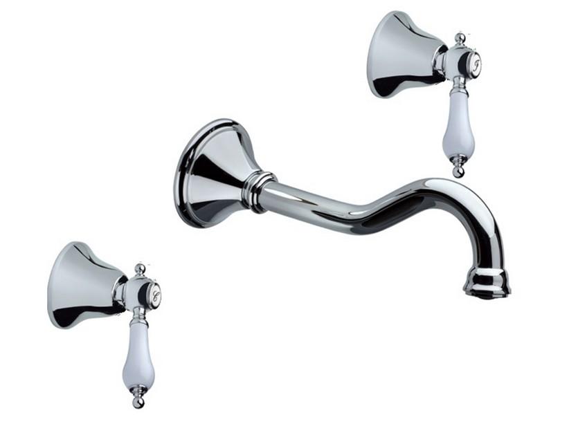 Ensemble robinets 3 trous pour lavabo mural Desk chrome | IperCeramica