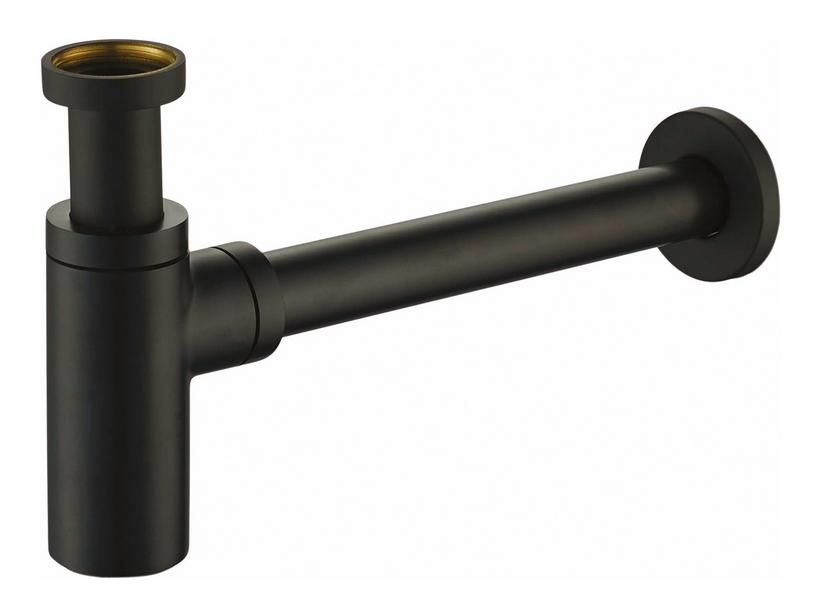 Siphon pour lavabo Design rond haut 11/4 métal noir mat | IperCeramica