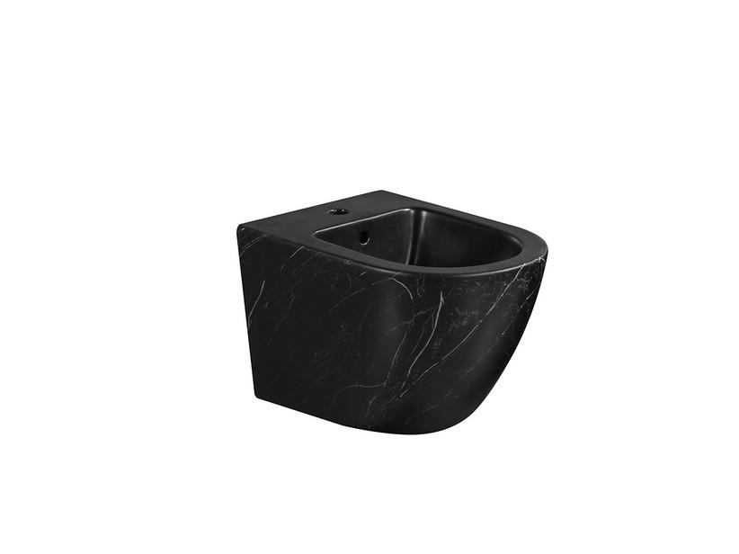 Bidet suspendu Cardano 48,5x37 effet marbre Marquinia noir mat | IperCeramica