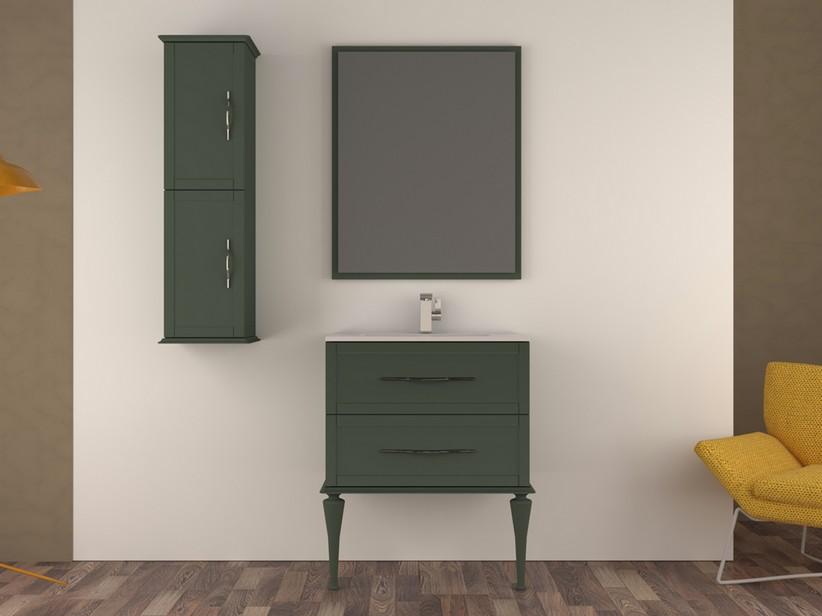 Meuble salle de bains sur pied CLASSIC 75 cm avec 2 tiroirs vert sauge mat et lavabo Unitop en céramique | IperCeramica