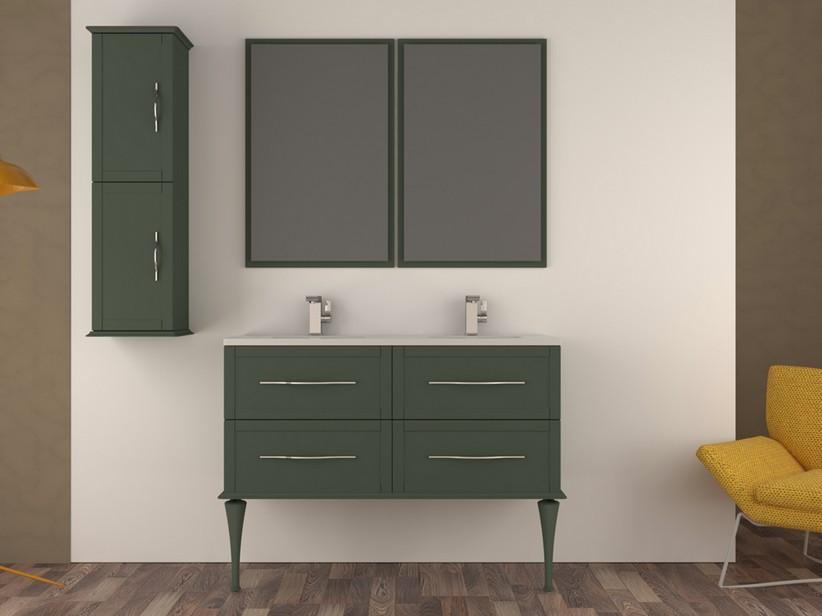 Meuble salle de bains suspendu CLASSIC 120 cm avec 4 tiroirs vert sauge mat et lavabo Unitop en céramique | IperCeramica