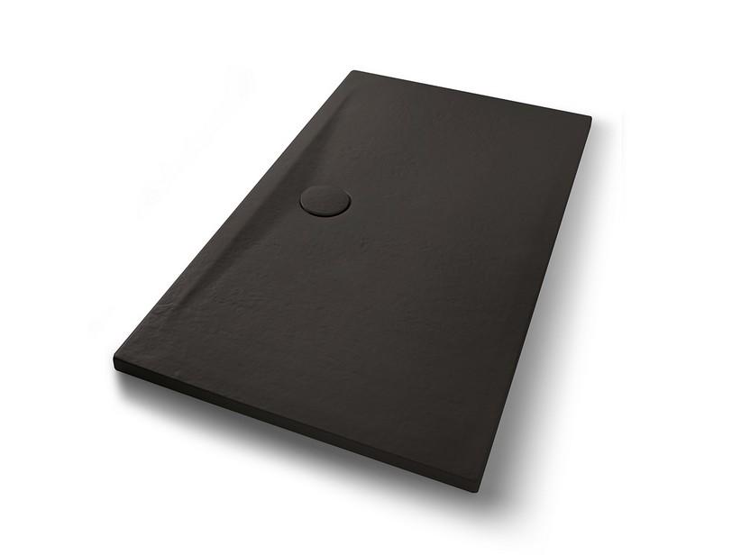 Receveur de douche Appia 140x80 cm céramique effet pierre graphite mat | IperCeramica