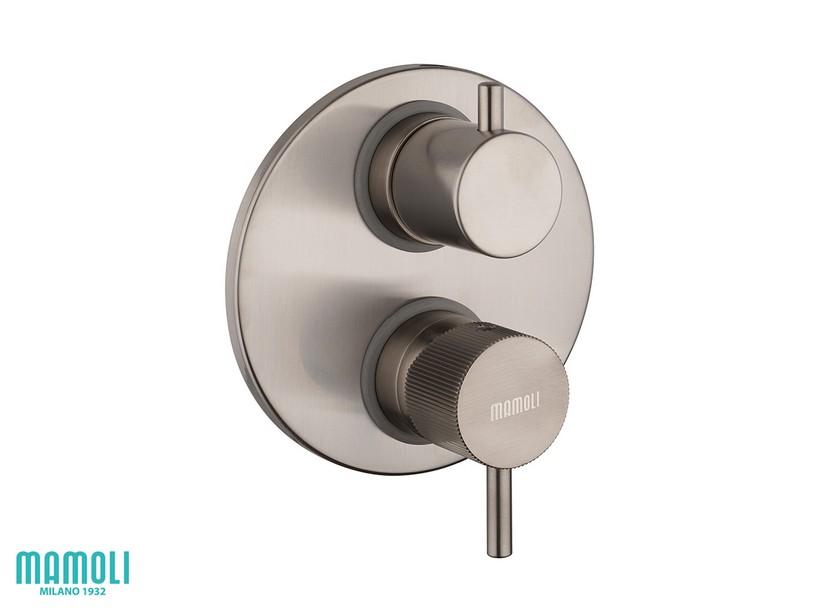 Plaque externe pour mitigeur de douche encastré Gretha à 2 voies laiton effet inox brossé | IperCeramica