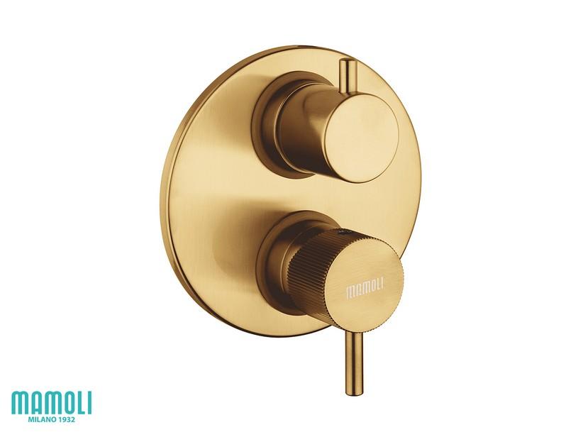 Plaque externe pour mitigeur de douche encastré Gretha à 2 voies laiton or brossé | IperCeramica