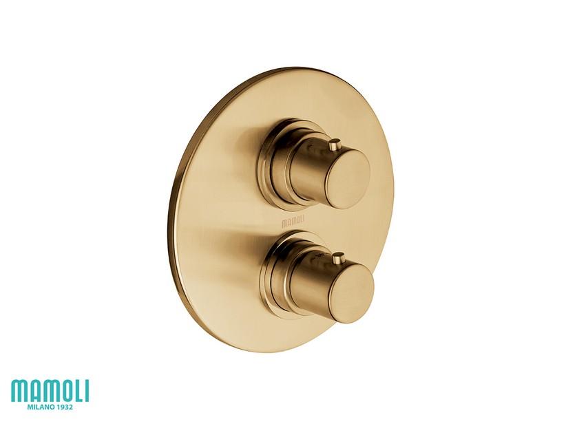 Plaque externe pour mitigeur de douche encastré Gretha thermostatique à 2 voies laiton or brossé | IperCeramica