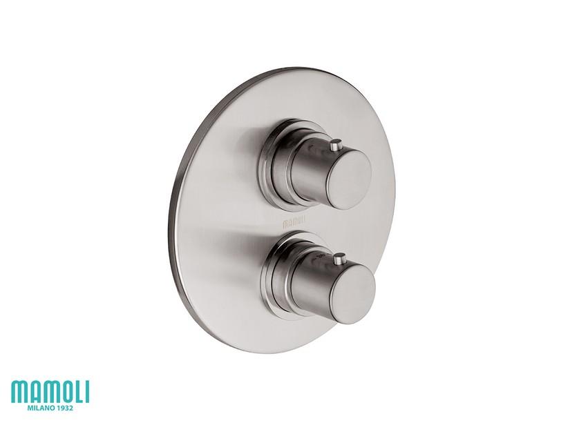 Plaque externe pour mitigeur de douche encastré Gretha thermostatique à 2 voies laiton effet inox brossé | IperCeramica