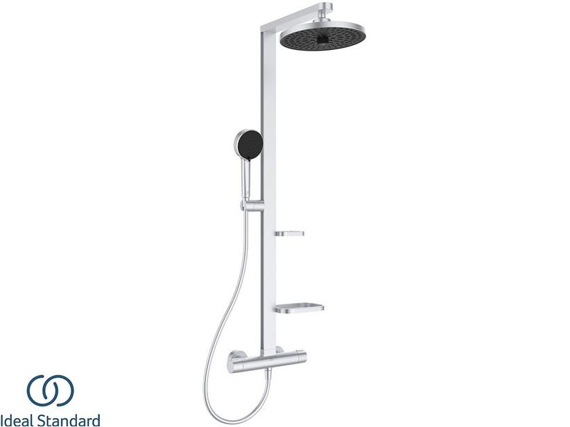 Colonne de douche Ideal Standard® Alu+ thermostatique 2 fonctions argent brossé | IperCeramica