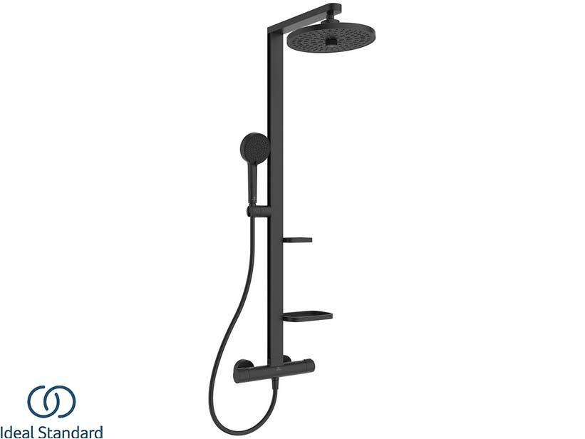 Colonne de douche Ideal Standard® Alu+ thermostatique 2 fonctions noir mat | IperCeramica