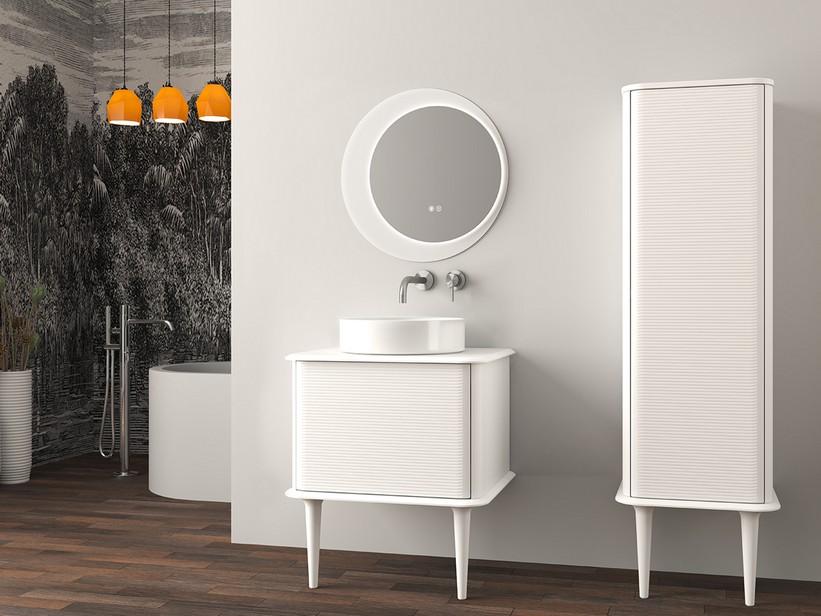 Meuble salle de bains ATLAS L64 cm à poser avec 1 tiroir et plan - finition blanc mat | IperCeramica