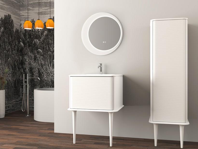 Meuble salle de bains ATLAS L64 cm à poser avec 1 tiroir et lavabo Unitop en résine - finition blanc mat | IperCeramica