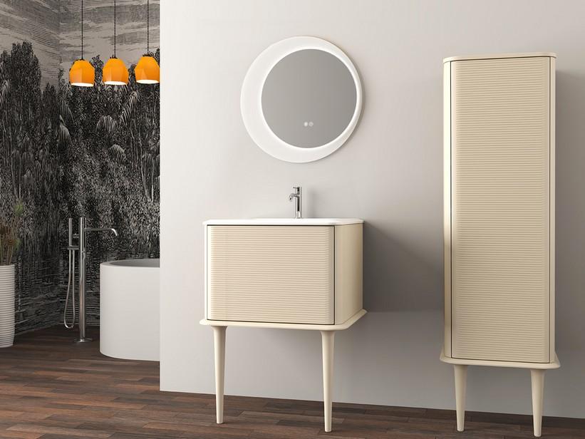 Meuble salle de bains ATLAS L64 cm suspendu avec 1 tiroir et lavabo Unitop en résine - finition coton mat | IperCeramica