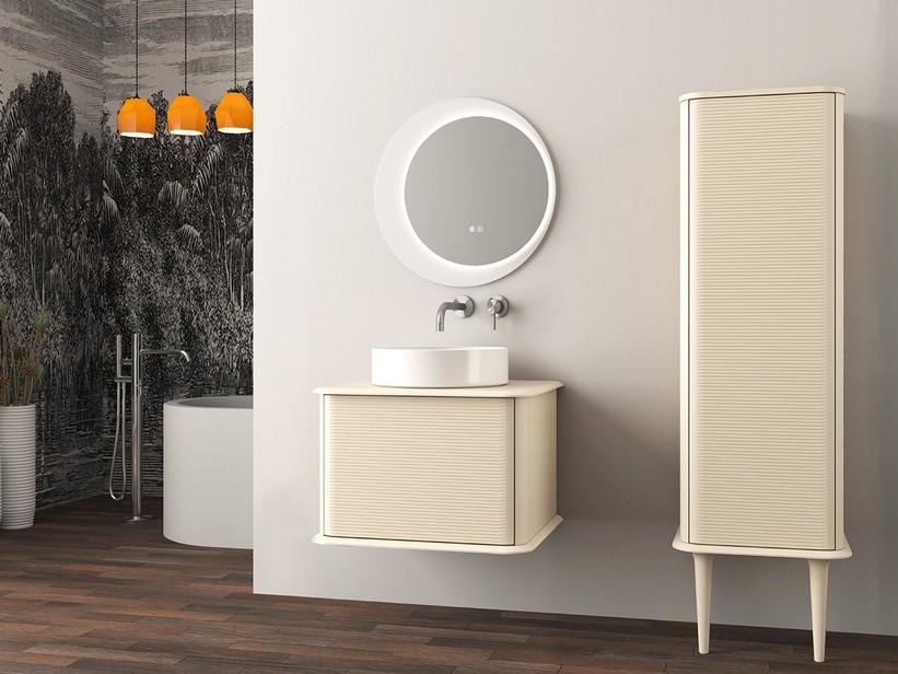 Meuble salle de bains ATLAS L64 cm suspendu avec 1 tiroir et plan - finition coton mat | IperCeramica