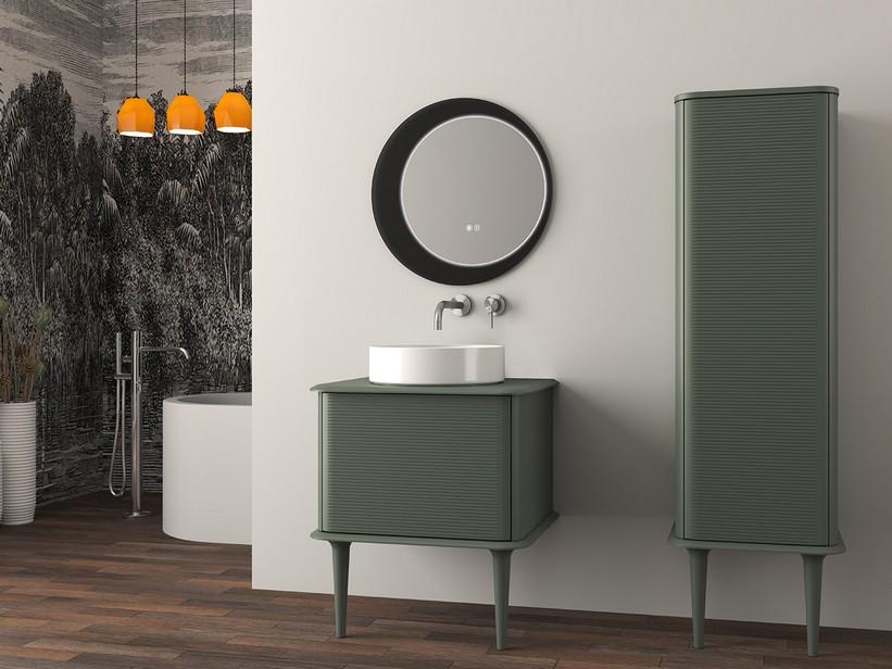Meuble salle de bains ATLAS L64 cm à poser avec 1 tiroir et plan - finition vert mat | IperCeramica