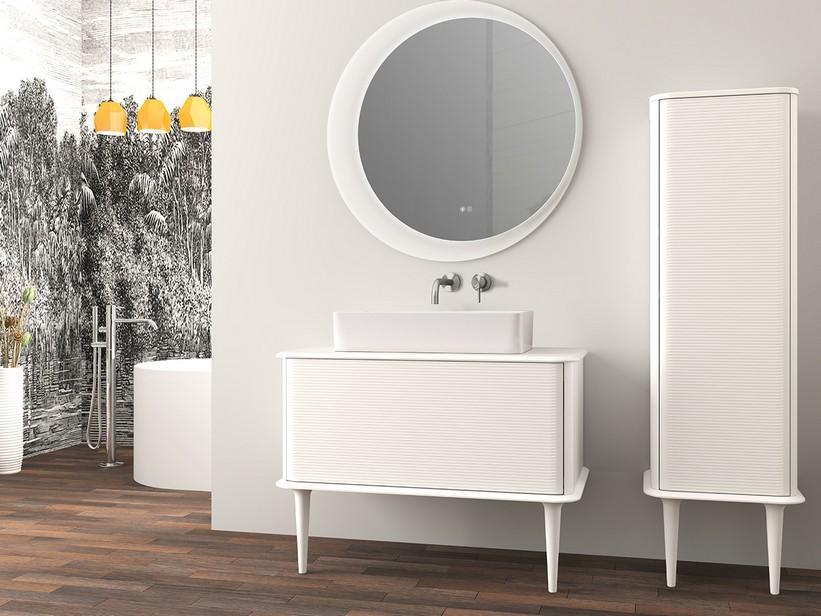 Meuble salle de bains ATLAS L98 cm à poser avec 1 tiroir et plan - finition blanc mat | IperCeramica