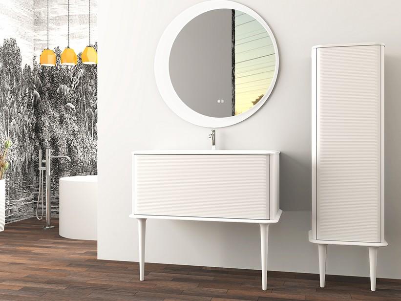 Meuble salle de bains ATLAS L98 cm à poser avec 1 tiroir et lavabo Unitop en résine - finition blanc mat | IperCeramica