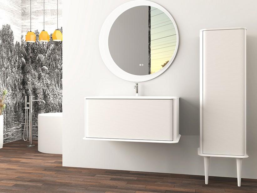 Meuble salle de bains ATLAS L98 cm suspendu avec 1 tiroir et lavabo Unitop en résine - finition blanc mat | IperCeramica
