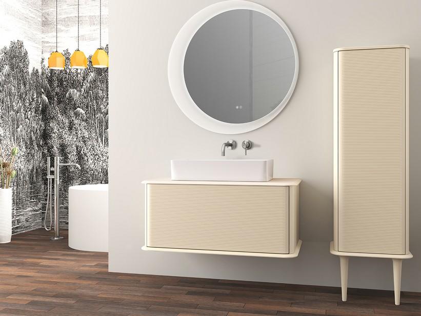 Meuble salle de bains ATLAS L98 cm suspendu avec 1 tiroir et plan - finition coton mat | IperCeramica