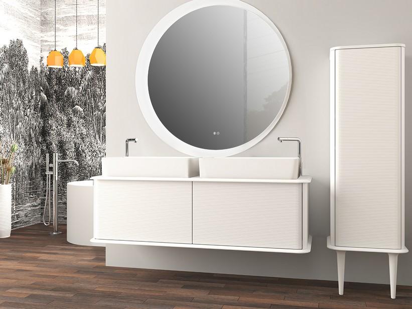Meuble salle de bains ATLAS L144 cm suspendu avec 2 tiroirs et plan - finition blanc mat | IperCeramica