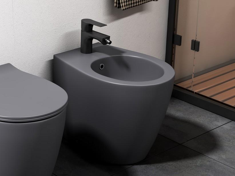 Bidet à poser Sentimenti Neo 52x36 cm adossé au mur gris mat | IperCeramica