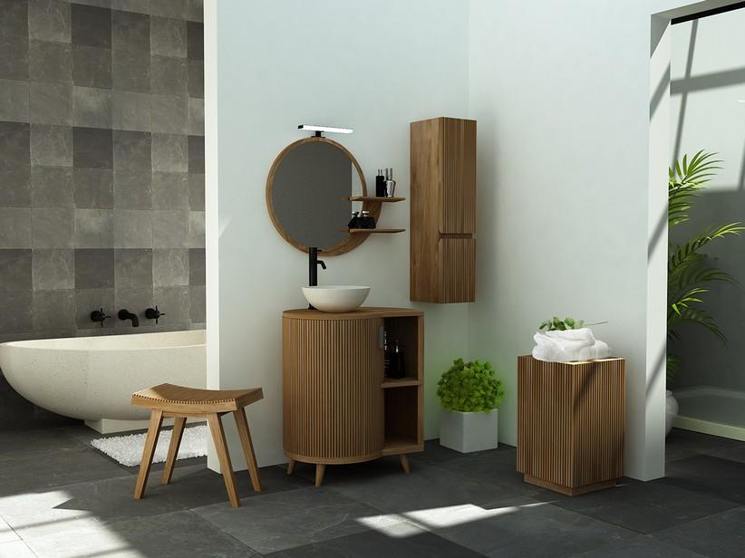 Meuble de salle de bains KOMODO 67 1 porte en Teck massif naturel | IperCeramica