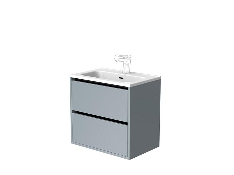 Meuble sous-vasque de salle de bains CAMPIGLIO 60/P39 cm 2 tiroirs gris mat | IperCeramica