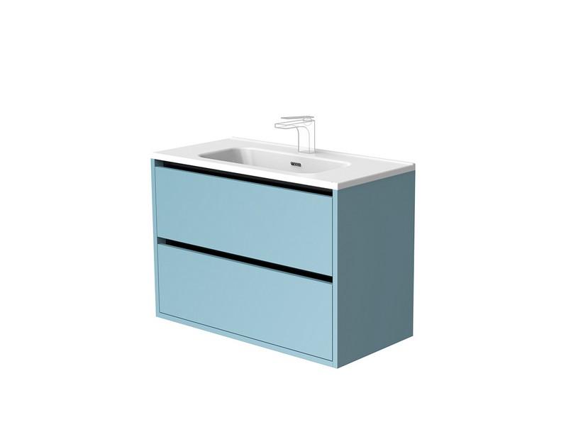 Meuble sous-vasque de salle de bains CAMPIGLIO 80/P39 cm 2 tiroirs bleu mat | IperCeramica
