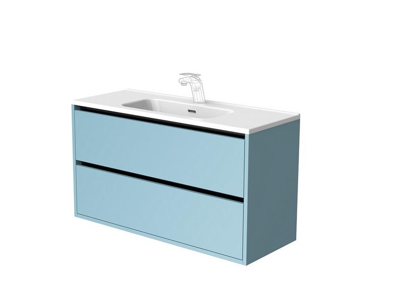 Meuble sous-vasque de salle de bains CAMPIGLIO 100/P39 cm 2 tiroirs bleu mat | IperCeramica