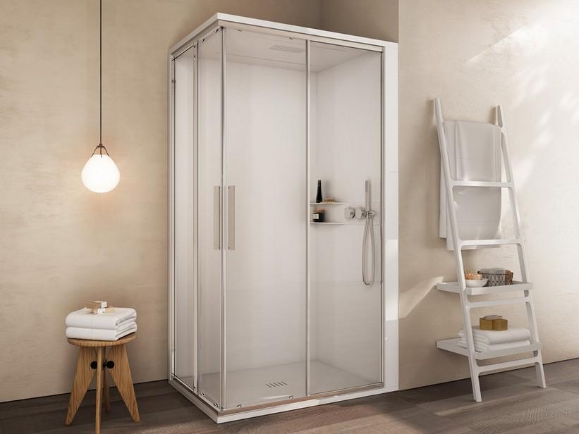 Cabine de douche multifonction Mellow 140x90 chrome installation en angle droit | IperCeramica