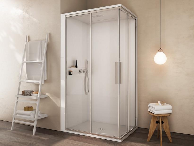 Cabine de douche multifonction Mellow 140x90 chrome installation en angle gauche | IperCeramica