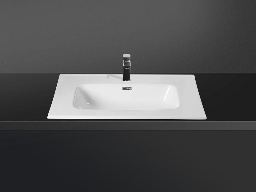 Lavabo Smart Unitop 76x46,5 cm en céramique blanc brillant | IperCeramica