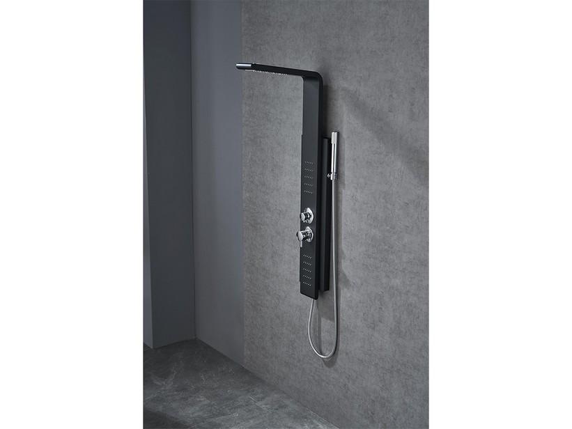 Colonne de douche Mia 2 jets hydro acier inoxydable chrome/noir mat | IperCeramica