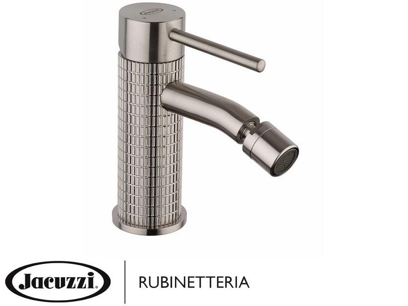 Mitigeur pour bidet Jacuzzi® Noemi en laiton sans bonde finition PVD inox brossé | IperCeramica