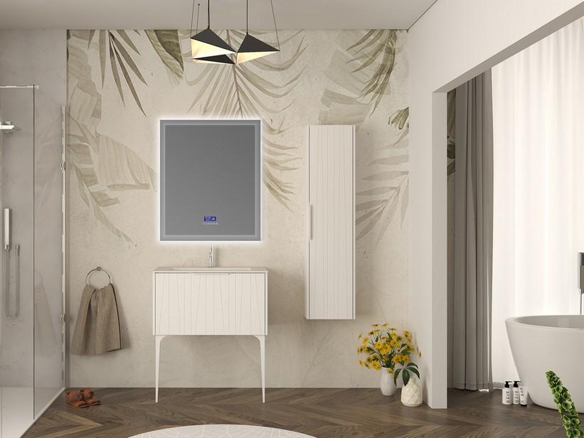 Meuble salle de bains UNIKA 80 cm à poser blanc mat et lavabo Unitop en résine HIDE P46 blanc mat | IperCeramica