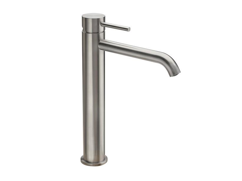 Mitigeur pour lavabo haut Petra inox 316 monocommande sans bonde en acier brossé | IperCeramica