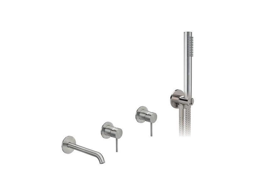 Mitigeur encastré pour baignoire Petra inox 316 double commande en acier brossé | IperCeramica