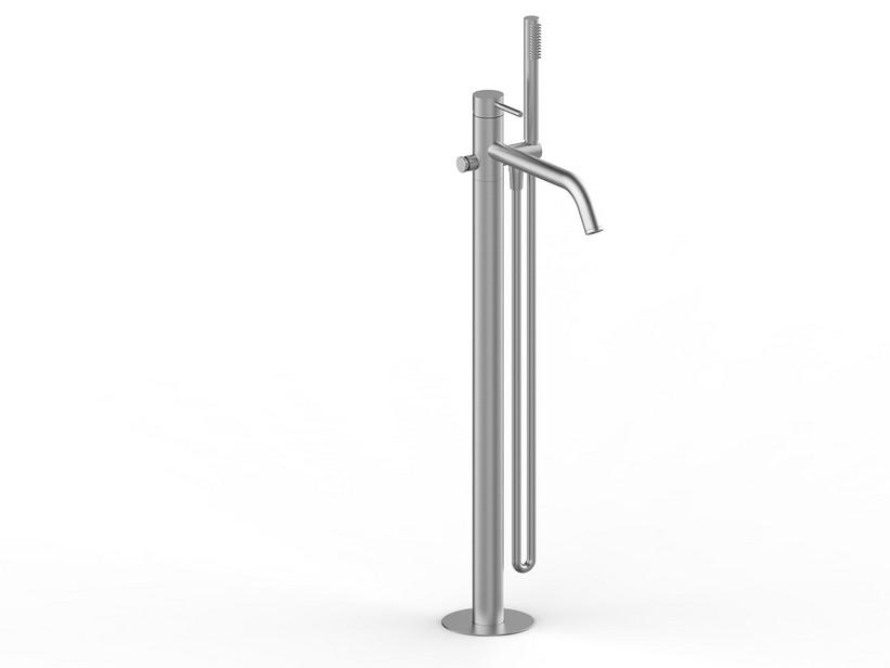 Mitigeur baignoire îlot Petra inox 316 monocommande en acier brossé | IperCeramica