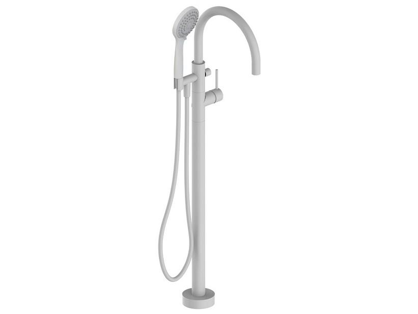 Mitigeur pour baignoire îlot Bora monocommande avec support douchette blanc mat | IperCeramica
