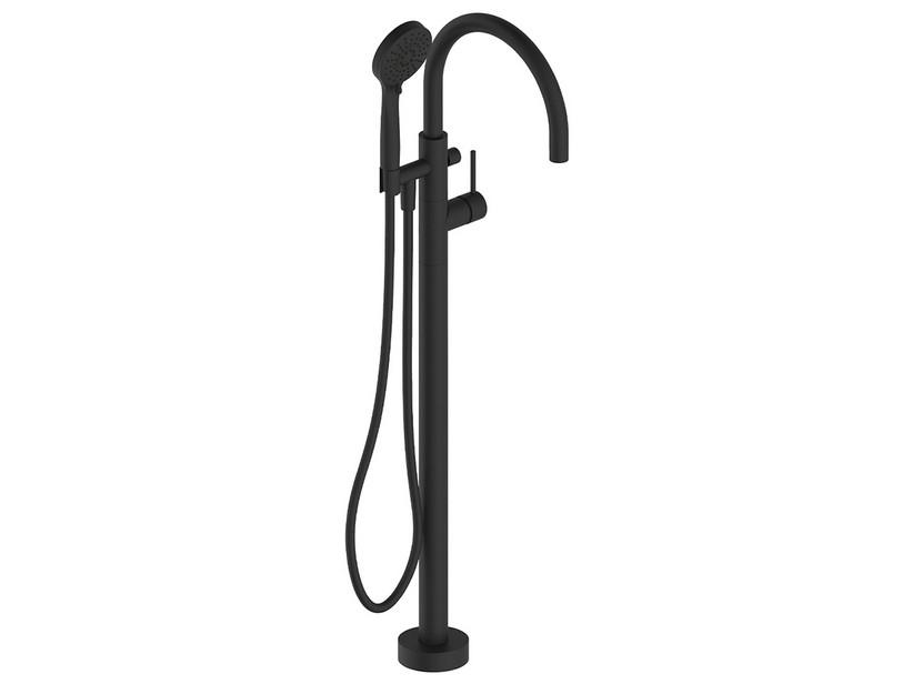 Mitigeur pour baignoire îlot Bora monocommande avec support douchette noir mat | IperCeramica