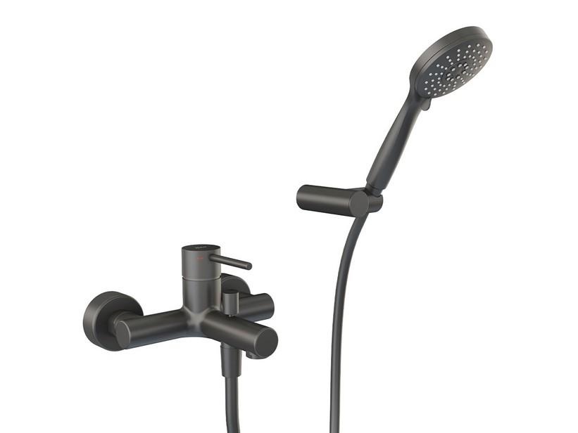 Mitigeur pour baignoire Bora monocommande avec support douchette noir mat | IperCeramica