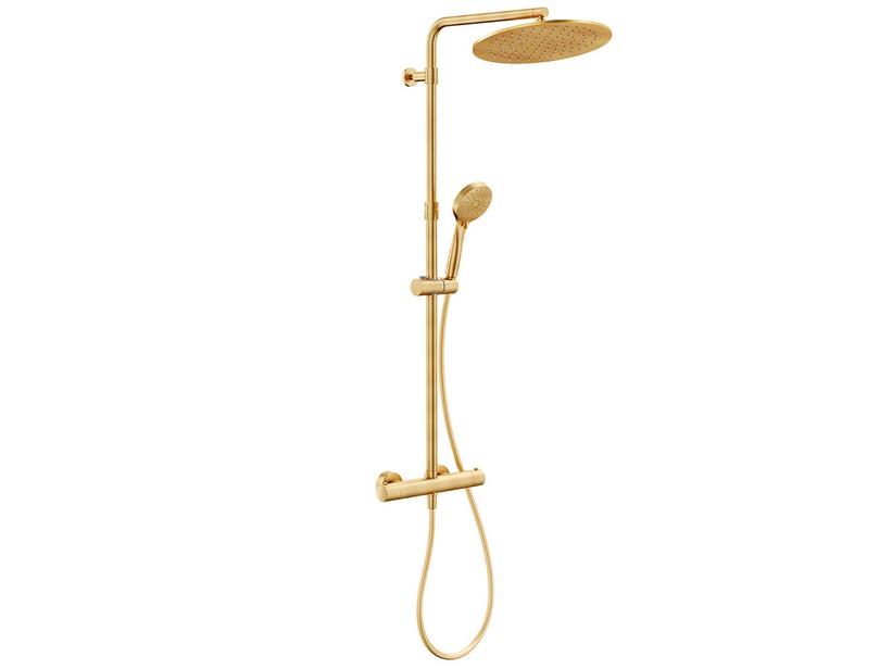 Colonne de douche avec mitigeur thermostatique 2 fonctions Bora or brossé | IperCeramica