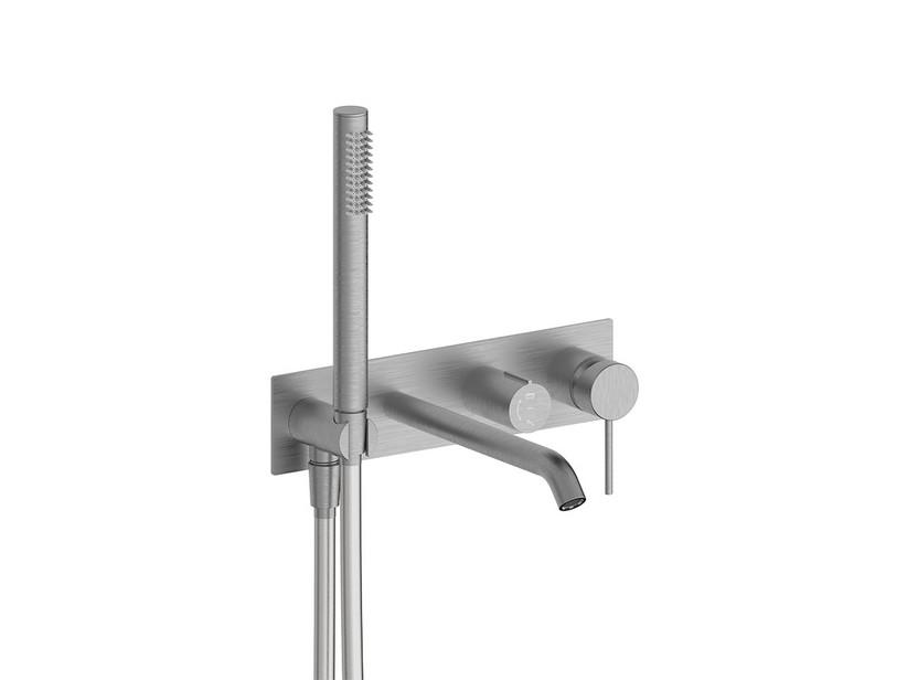 Plaque pour mitigeur encastré pour baignoire 2 voies Soulinox en acier inoxydable brossé | IperCeramica