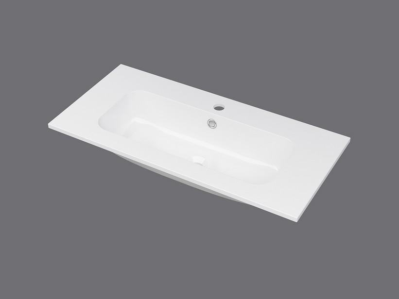 Lavabo Unitop compact MAREA 80x38 cm en résine blanc brillant | IperCeramica