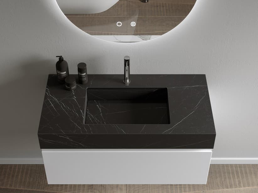 Lavabo Unitop Profil 100x49xH14 cm en grès effet marbre Marquinia mat | IperCeramica