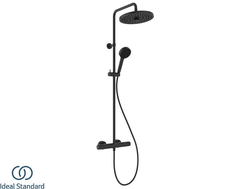 Colonne de douche Ideal Standard® Ceratherm T25 New Round avec mitigeur thermostatique noir soie mat | IperCeramica