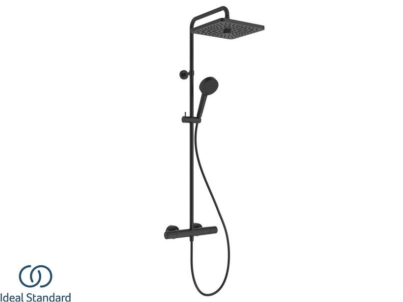 Colonne de douche Ideal Standard® Ceratherm T25 New Square avec mitigeur thermostatique noir soie mat | IperCeramica