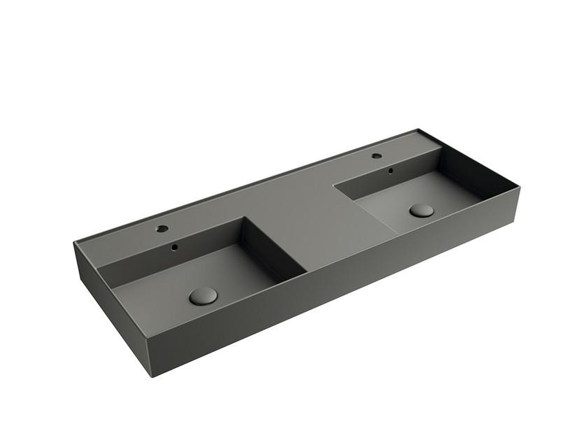 Lavabo Unitop Twenty double vasque 121x46 cm gris mat | IperCeramica