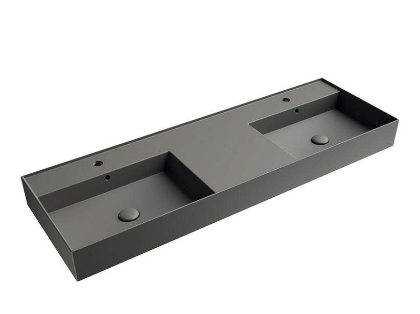 Lavabo Unitop Twenty double vasque 141x46 cm gris mat | IperCeramica