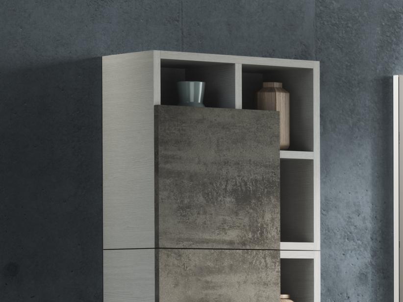 Placard de salle de bains Qubo carré ouvert h45 cm. blanc Matrix/Oxyde gris | IperCeramica