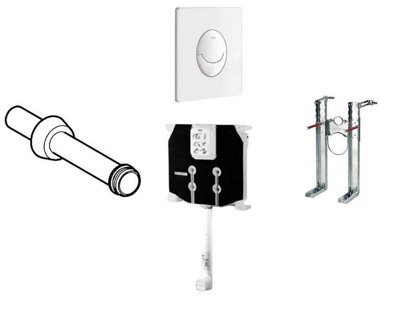 Grohe Réservoir à encastrer ép. 8 cm avec plaque de commande 2 boutons Start blanc pour WC suspendu avec bride | IperCeramica