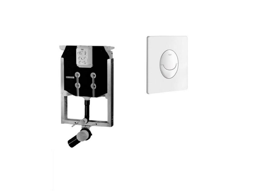 Grohe Module maçonnerie ép. 8 cm avec plaque de commande Start 2 boutons blanc pour WC suspendu avec bride | IperCeramica